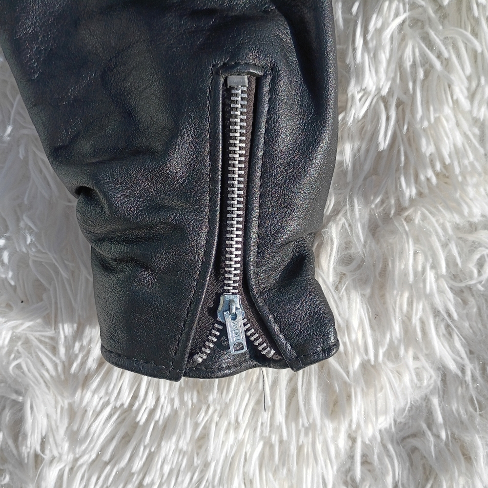 Steer Brand Black Leather Moto Jacket Belted Zip Front Size 14 USA - Picture 5 of 15